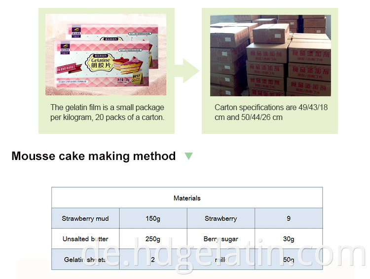 Bio -Gelatine Essbare Gelatine Blätter Preis Gelatine Film